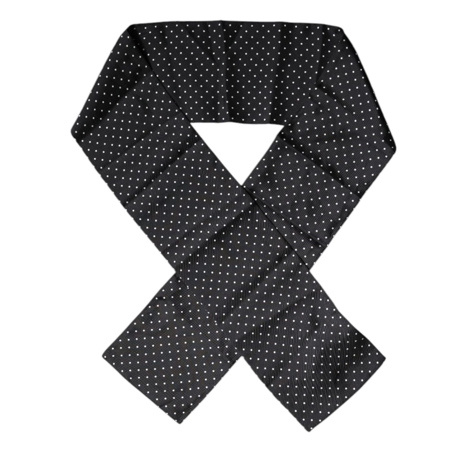 Dolce & Gabbana Black Polka Dots Silk Skinny Neck Wrap Scarf
