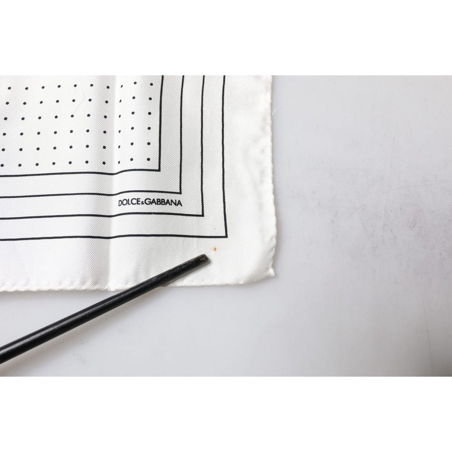 Dolce & Gabbana White Polka Dots Square Handkerchief Scarf