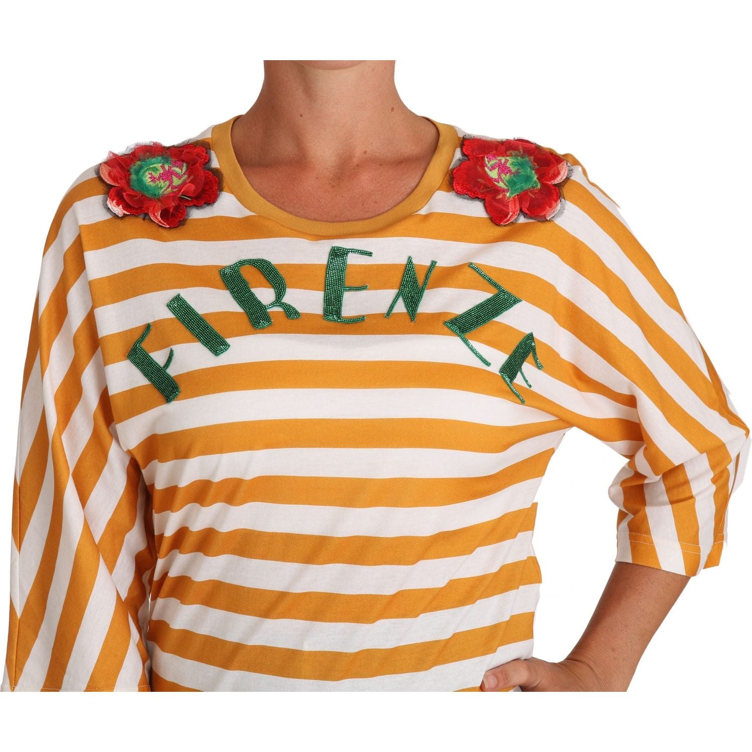 FIRENZE 橙色和白色亮片衬衫