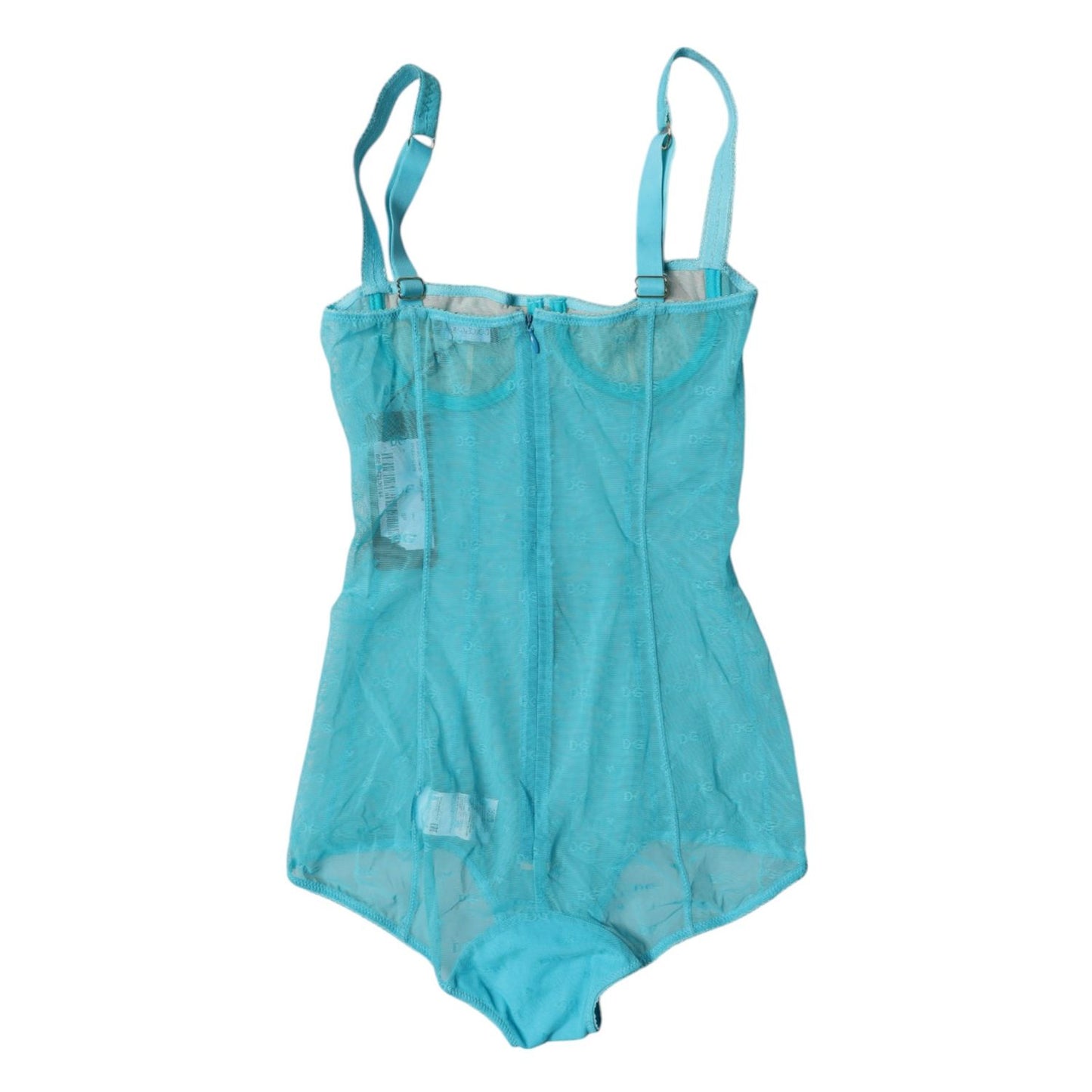 Dolce & Gabbana Blue Tulle Balconette Bra Bodysuit Underwear