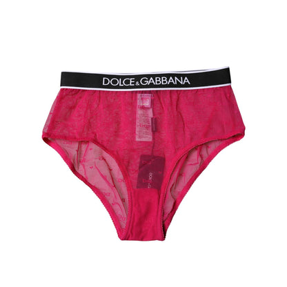 Dolce & Gabbana Fuchsia Tulle Nylon Mid Waist Panty Underwear