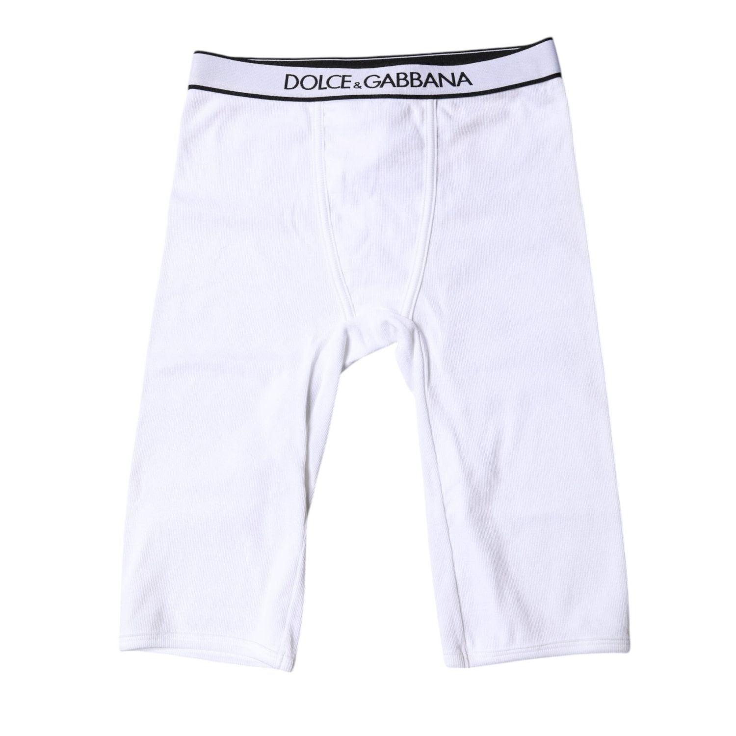 Dolce & Gabbana White Logo Cotton Cropped Tights Underwear