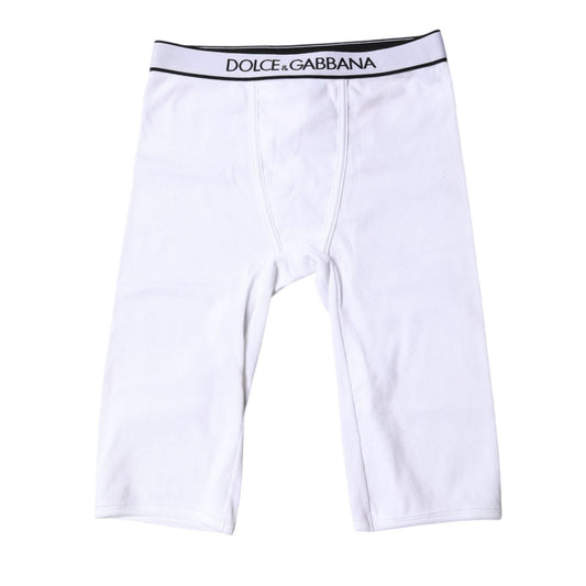 Dolce & Gabbana White Logo Cotton Cropped Tights Underwear