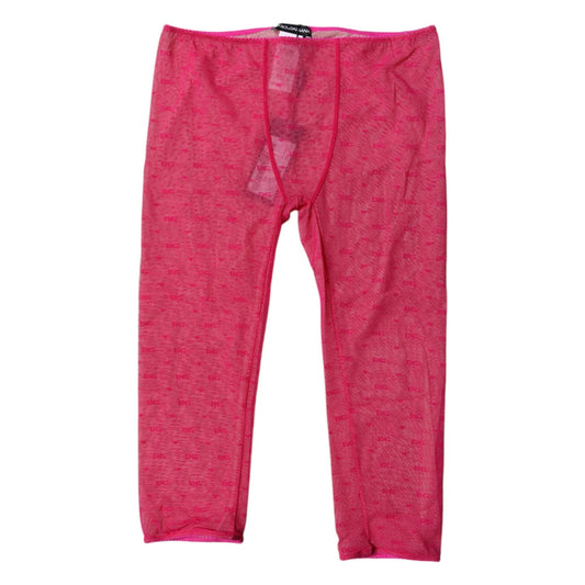 Dolce & Gabbana Fuchsia Logo Lace Lingerie Cropped Tight Underwear