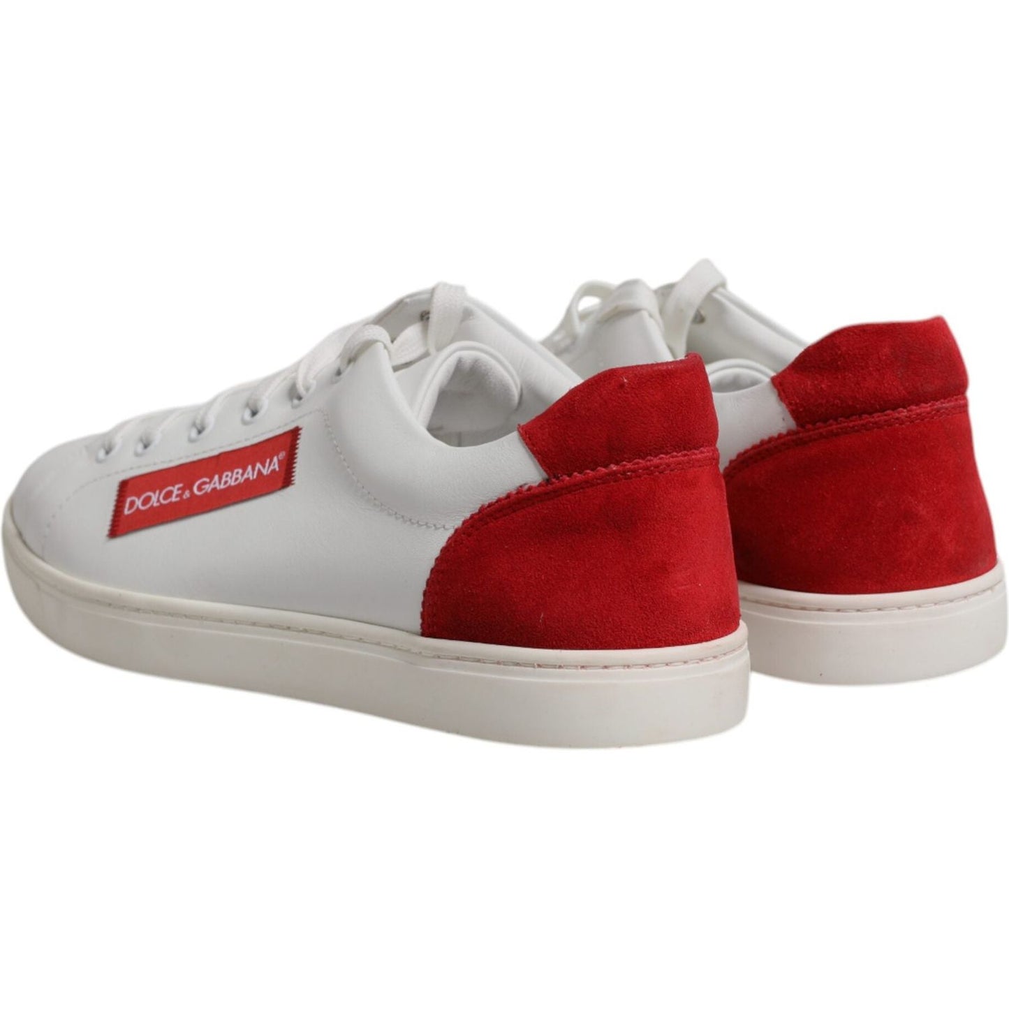 Dolce & Gabbana White Suede Leather Low Top Sneakers Shoes