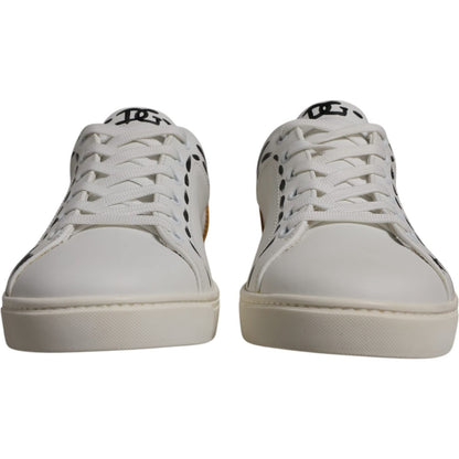 Dolce & Gabbana White Suede Leather Low Top Sneakers Shoes