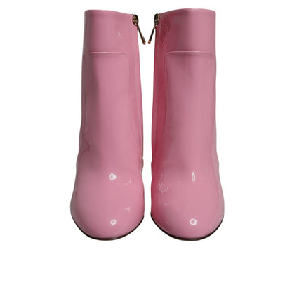 Dolce & Gabbana Pink Patent Leather Heel Mid Calf Boots Shoes
