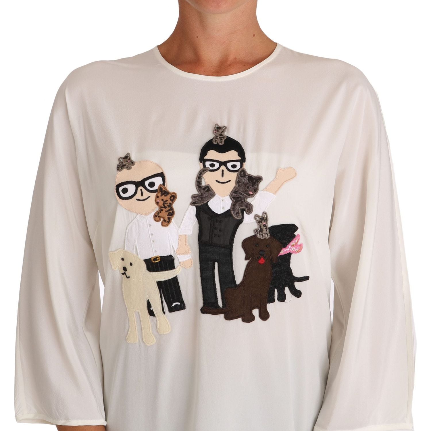 别致的图案家庭贴花丝绸上衣