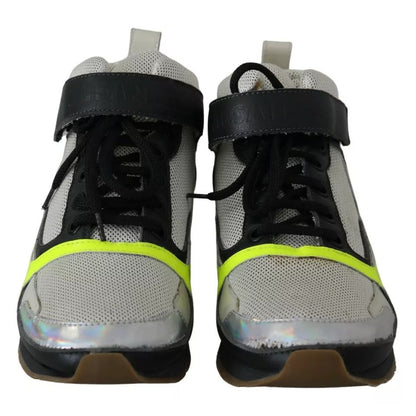 Jil Sander Fog Gray Neon Green Black Lace-Up Strap Shoes