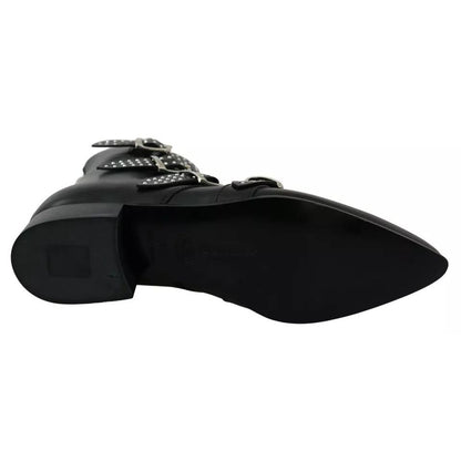 Dondup Black Fashion Buckled Zipper Ankle Boots Shoes