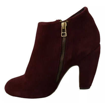 Steve Madden Maroon Blush Velvet Suede Penelope Ankle Boots Shoes
