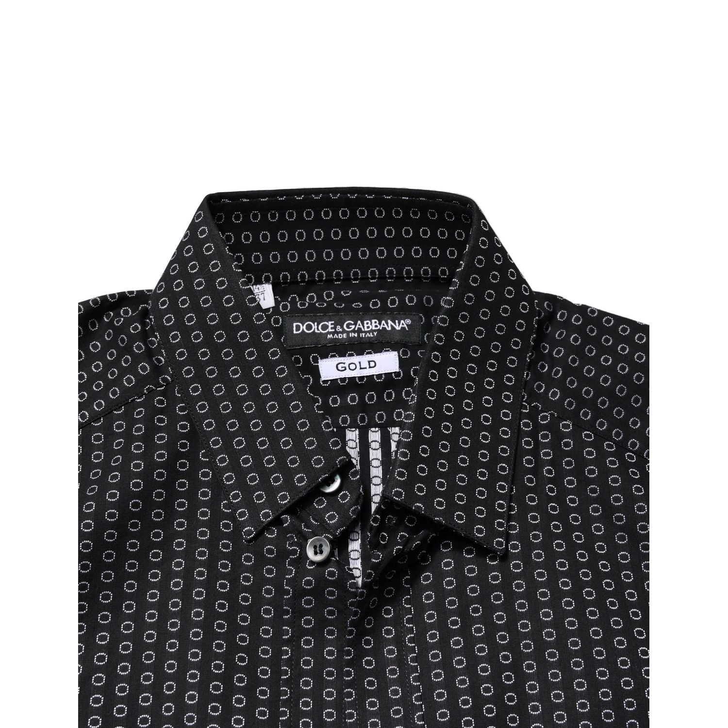 Dolce & Gabbana Black GOLD Patterned Cotton Men Dress Shirt