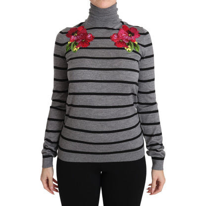 Dolce & Gabbana Gray Cashmere Silk Turtleneck Sweater