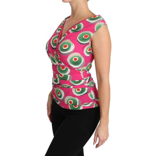 Dolce & Gabbana Sicilian Cake Print Sleeveless Silk Top Dolce & Gabbana