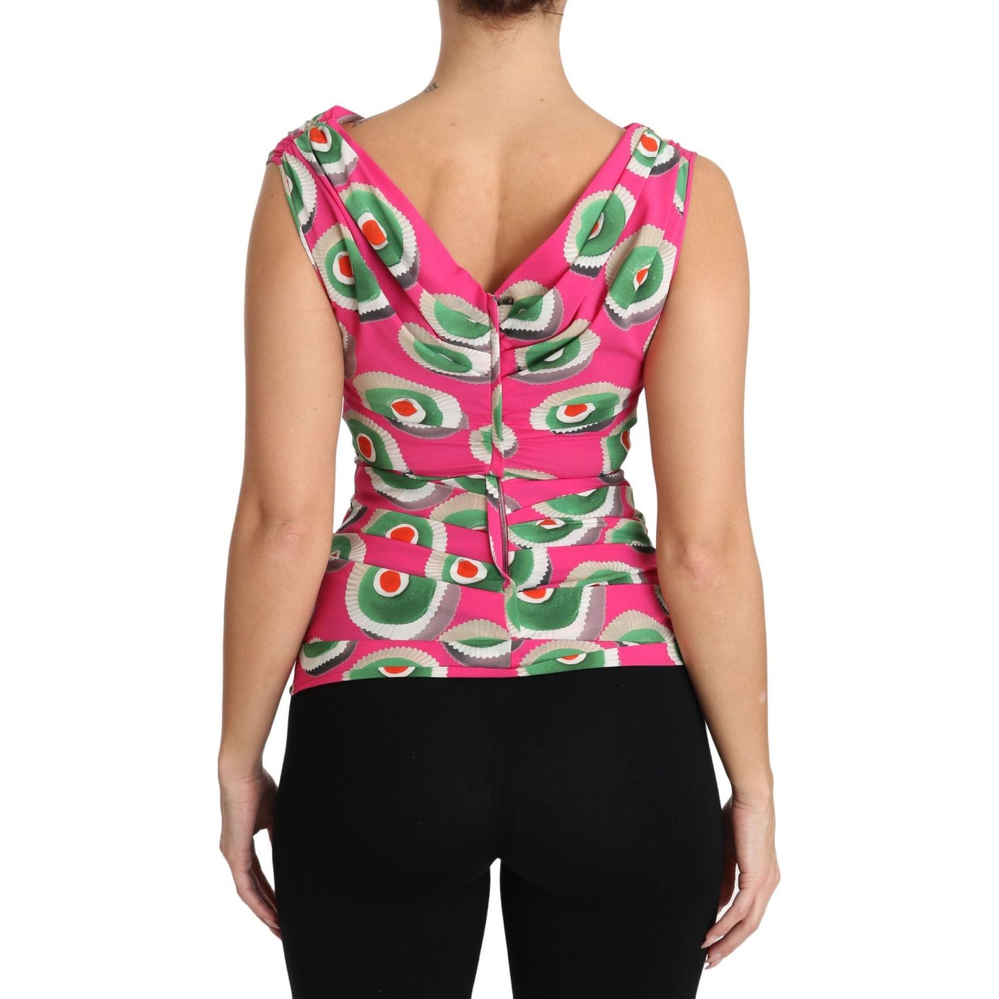 Dolce & Gabbana Sicilian Cake Print Sleeveless Silk Top Dolce & Gabbana