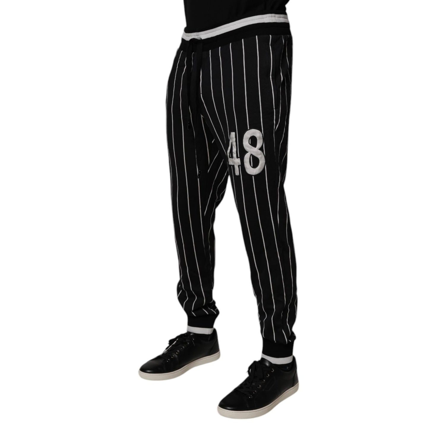 Dolce & Gabbana Black White Stripes Jogger Sweatpants Pants
