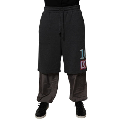 Dolce & Gabbana Dark Gray Cotton Layered Straight Sweatpants Pants