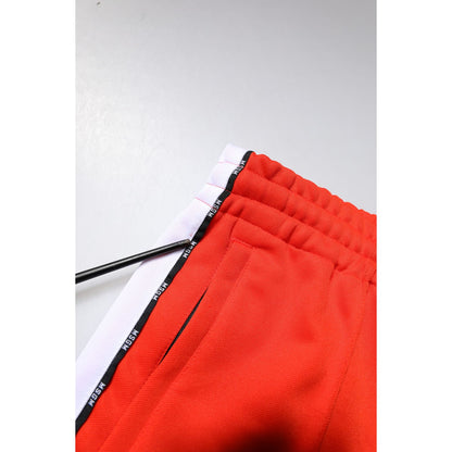 MSGM Red White Mid Waist Men Jogger Sweatpants Pants