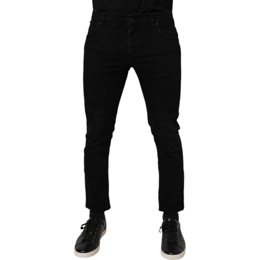 Dolce & Gabbana Black Cotton Stretch Skinny Men Denim Jeans