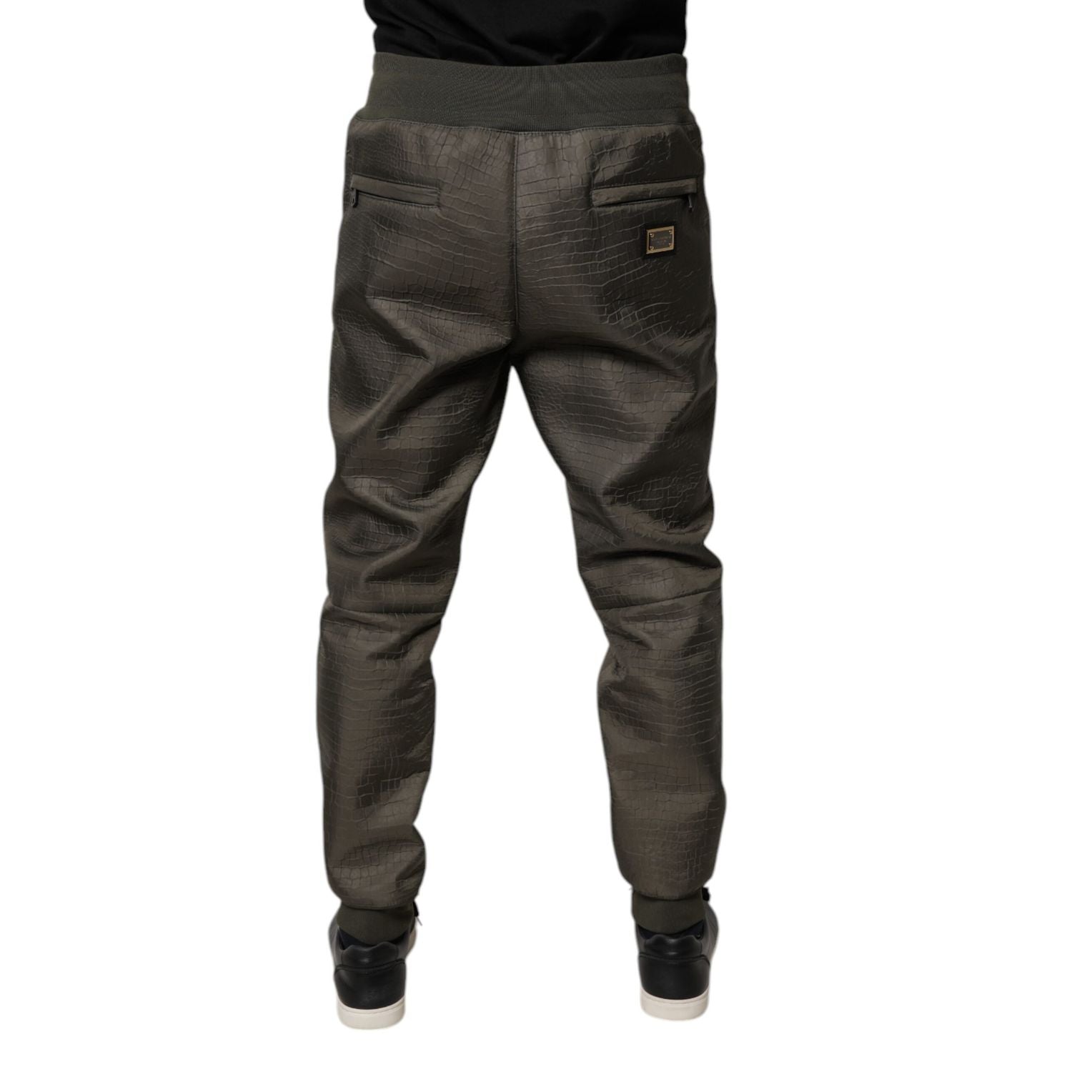 Dolce & Gabbana Brown Lambskin Leather Men Sweatpants Pants