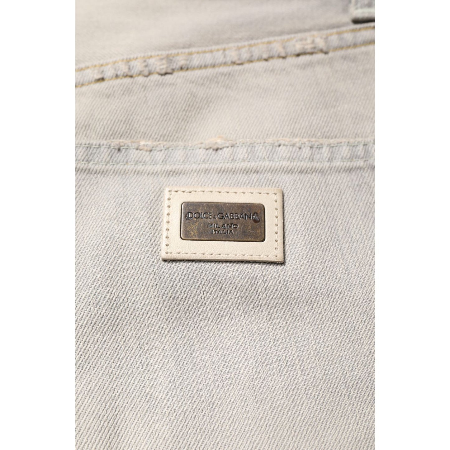 Dolce & Gabbana Light Gray Cotton Skinny Denim Jeans