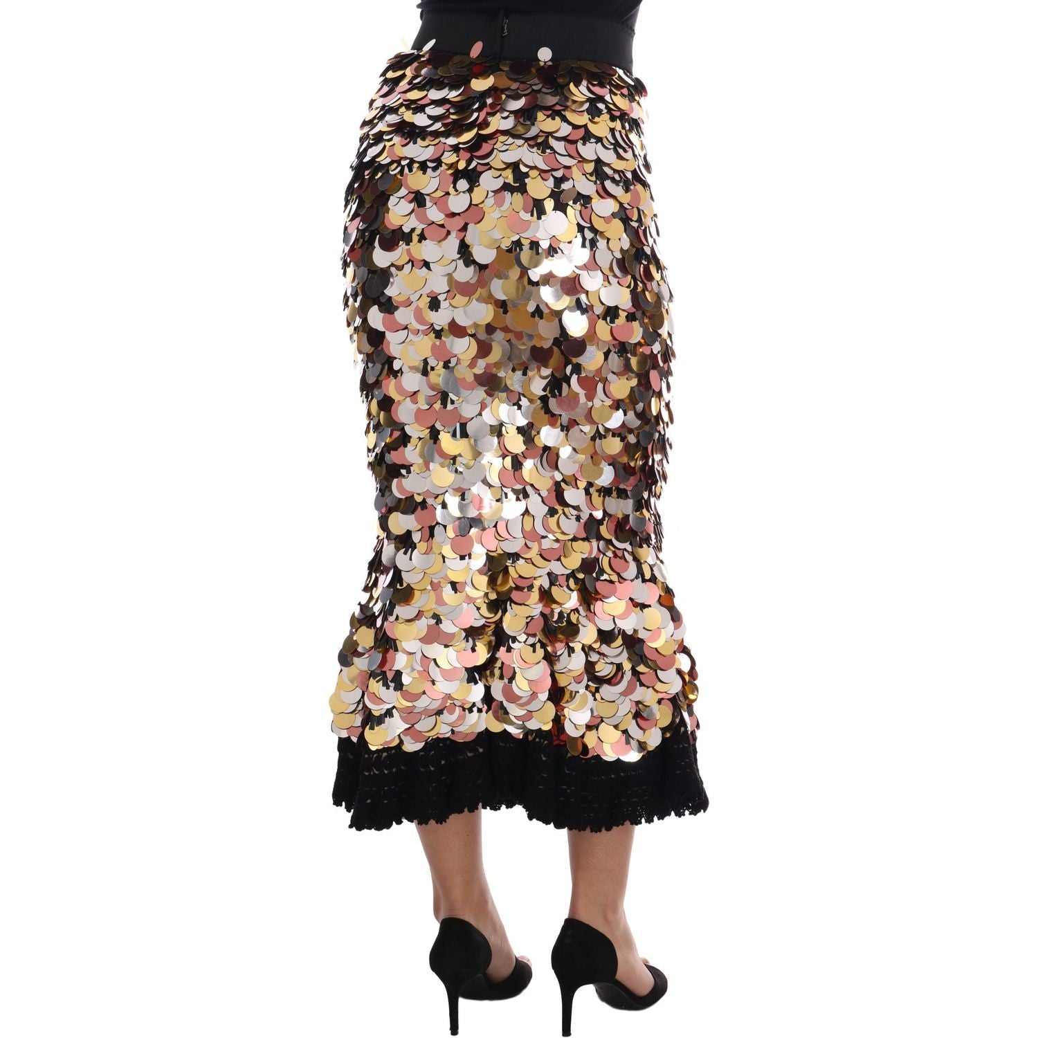 亮片缀饰高腰铅笔裙