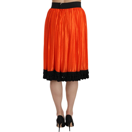 Dolce & Gabbana High-Waist Black & Orange Knee-Length Skirt Dolce & Gabbana