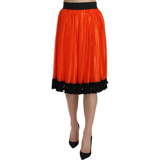 Dolce & Gabbana High-Waist Black & Orange Knee-Length Skirt Dolce & Gabbana