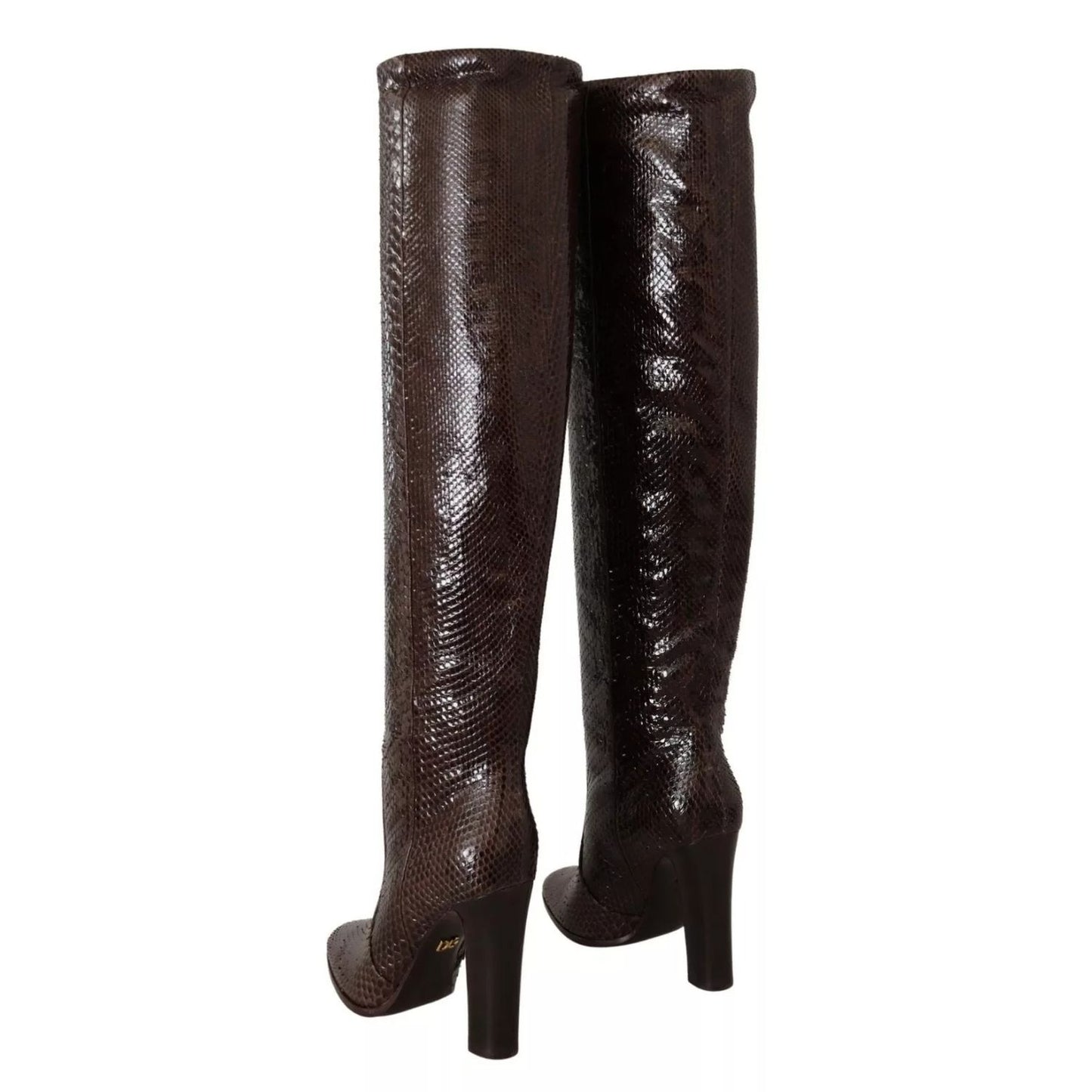 Dolce & Gabbana Brown Exotic Leather Heels High Boots Shoes
