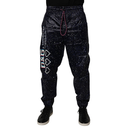 Dolce & Gabbana Dark Blue DG Game Print Cotton Jogger Pants