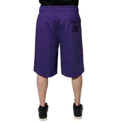 Dolce & Gabbana Purple Cotton Men Bermuda Sweatshorts Shorts
