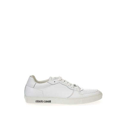Roberto Cavalli White Leather Low Top Sneakers
