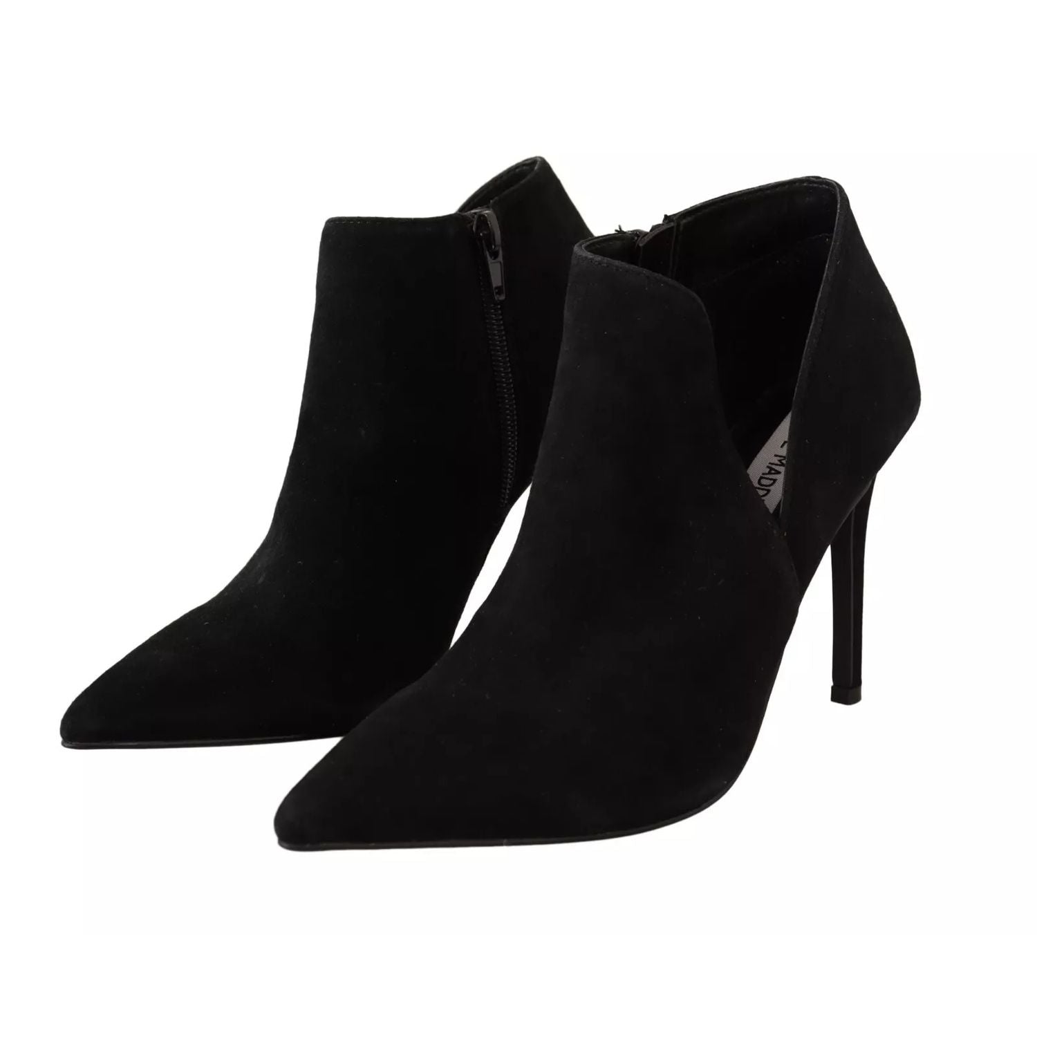 Steve Madden Black Suede Leather Stiletto Heels Boots Shoes
