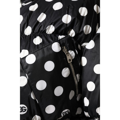 Dolce & Gabbana Black White Polka Dot Full Zip Puffer Jacket