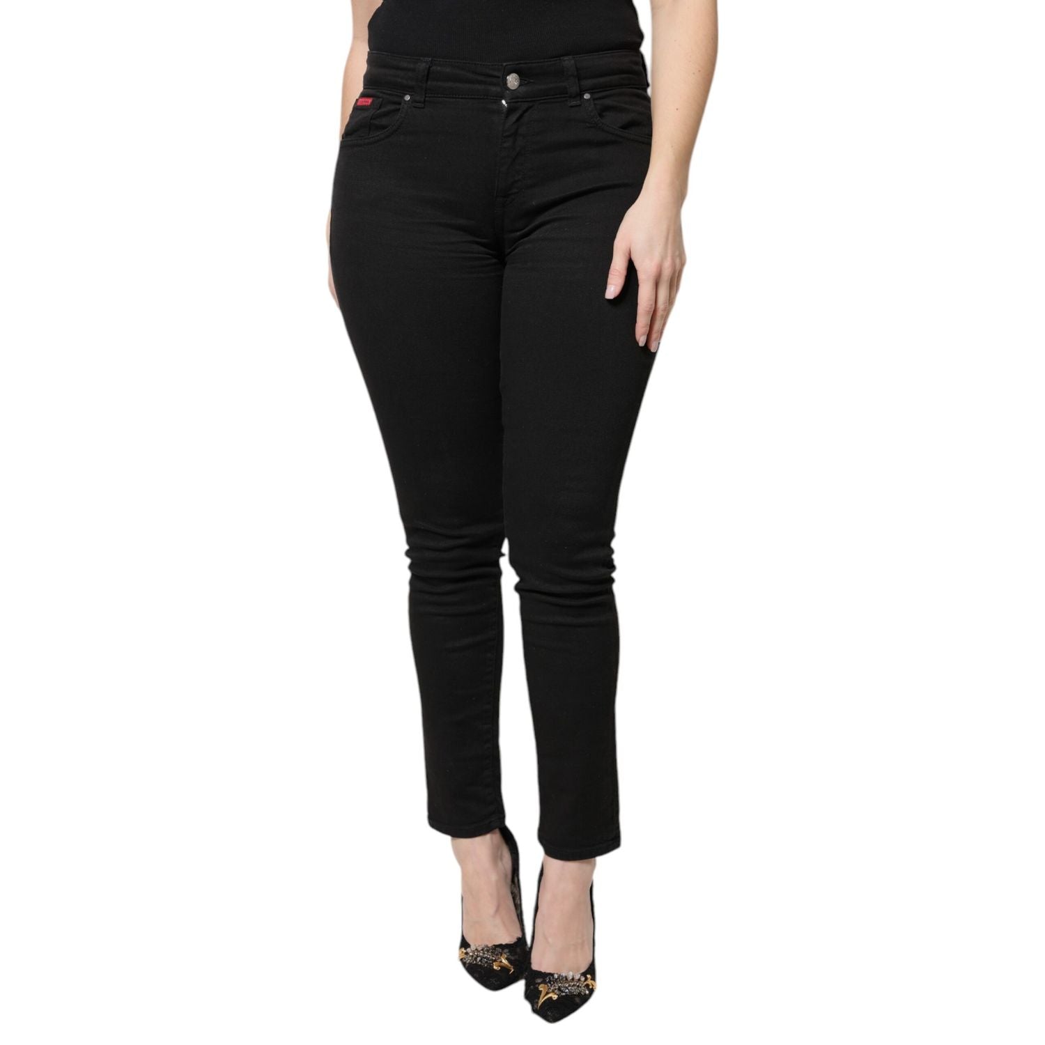 Dolce & Gabbana Black Cotton High Waist Skinny Denim Jeans