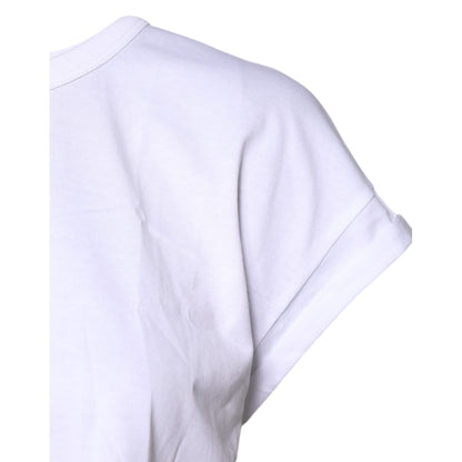 Dolce & Gabbana White Cotton Crew Neck Cropped T-shirt Top