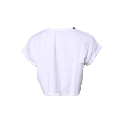 Dolce & Gabbana White Cotton Crew Neck Cropped T-shirt Top