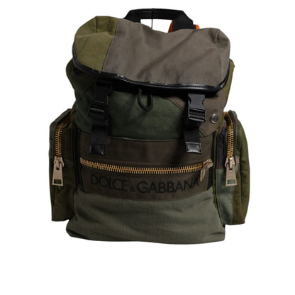 Dolce & Gabbana Military Green Patchwork Travel Backpack Bag