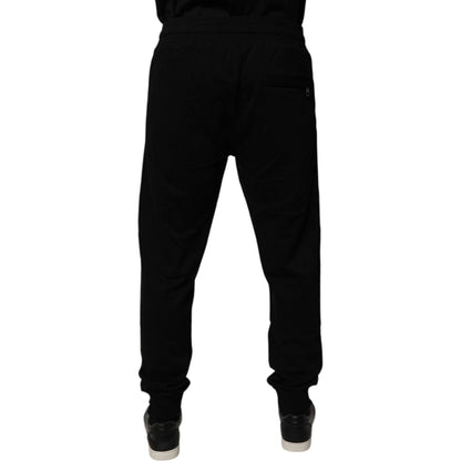 Dolce & Gabbana Black Cotton Mid Waist Jogger Sweatpants Pants