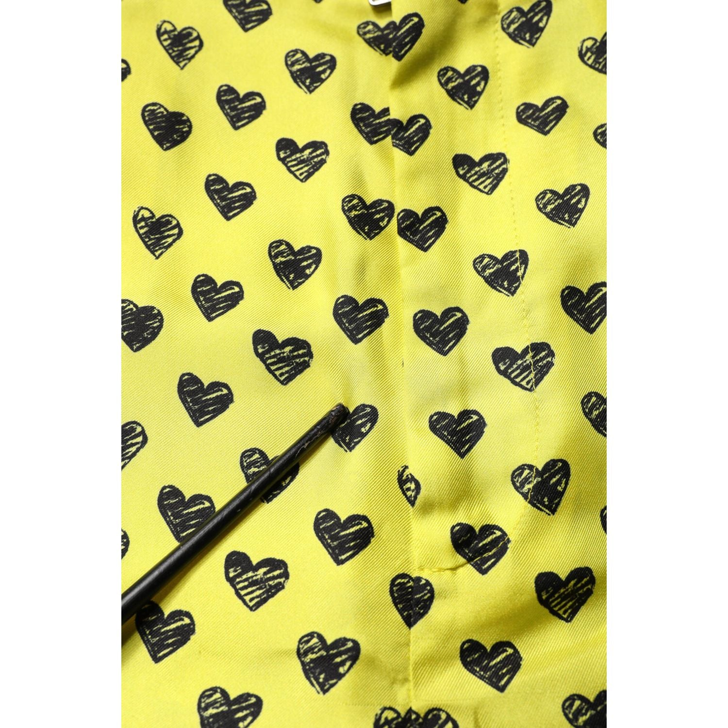 Dolce & Gabbana Green Silk Heart Print Bermuda Shorts