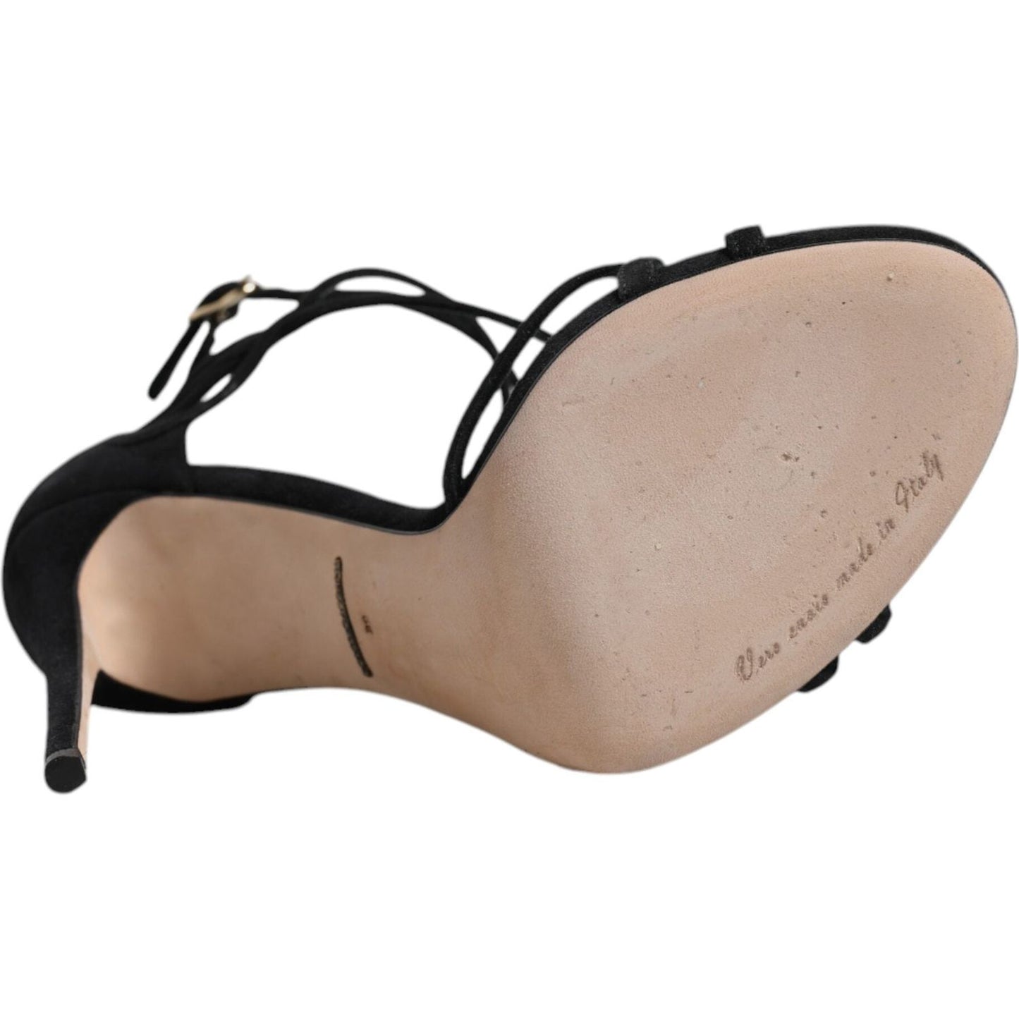 Dolce & Gabbana Black Leather Stiletto Heels Sandals Shoes