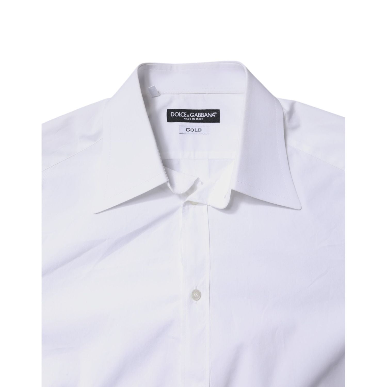 Dolce & Gabbana White Cotton GOLD Dress Formal Shirt