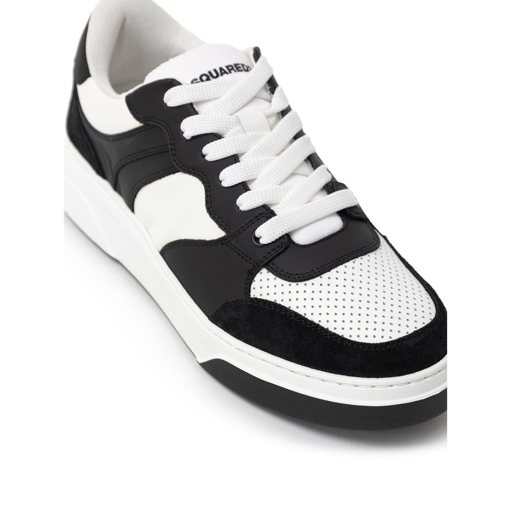 Dsquared² Black And White Leather Athletic Sneakers