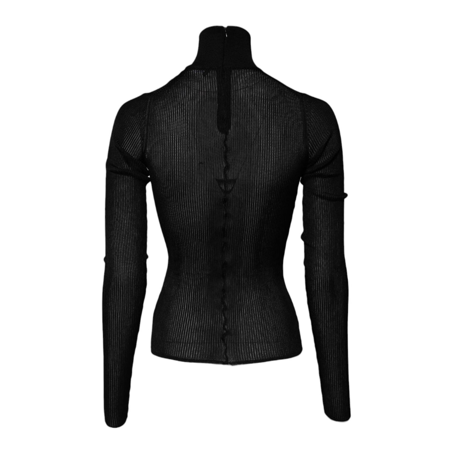 Dolce & Gabbana Black Knit Long Sleeves Turtleneck Slim Top