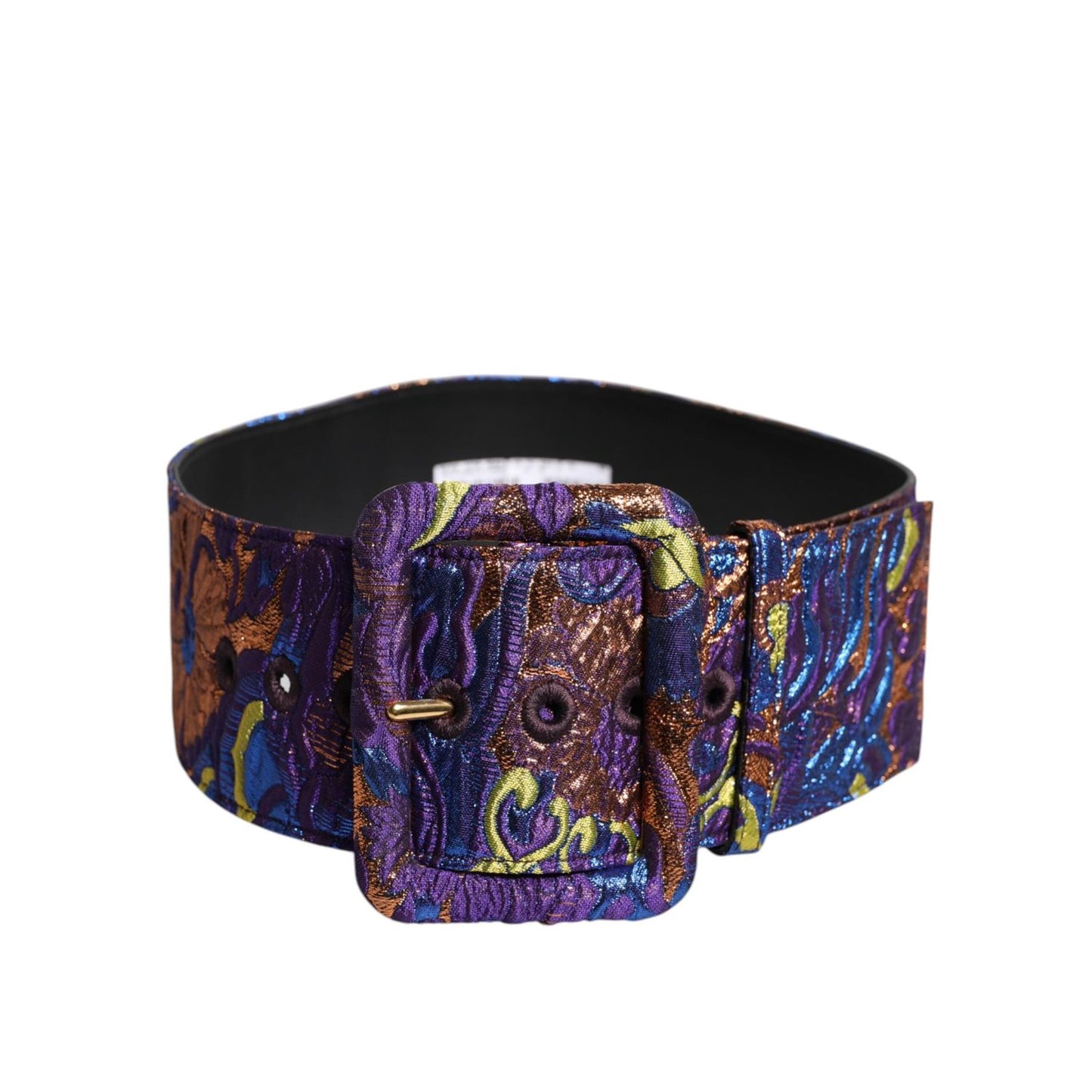 Dolce & Gabbana Multicolor Floral Jacquard Lurex Wide Waist Buckle Belt