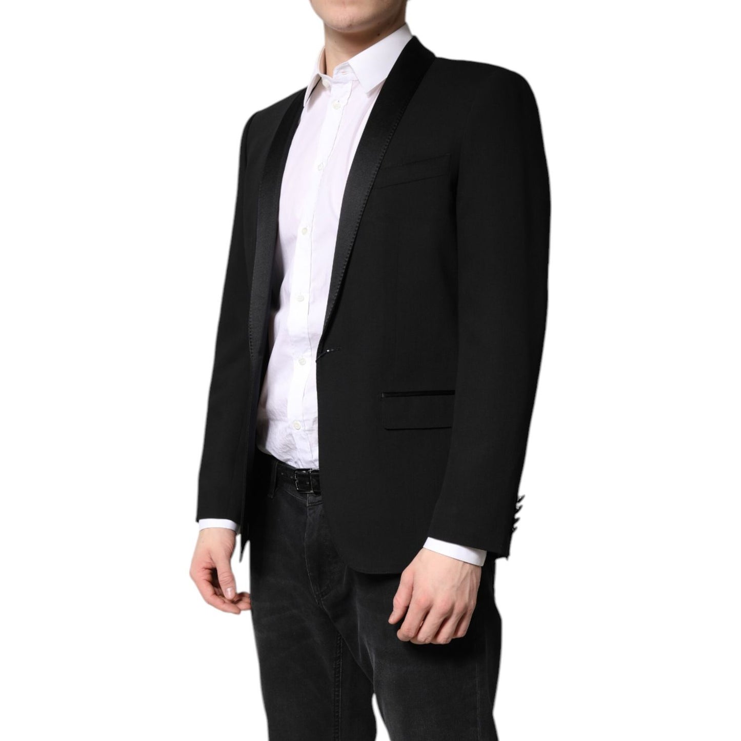 Dolce & Gabbana Black Single Breasted Men Coat MARTINI Blazer