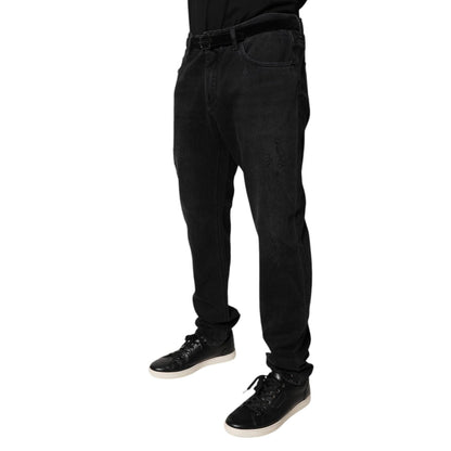Dolce & Gabbana Black Cotton Skinny Men Denim Jeans
