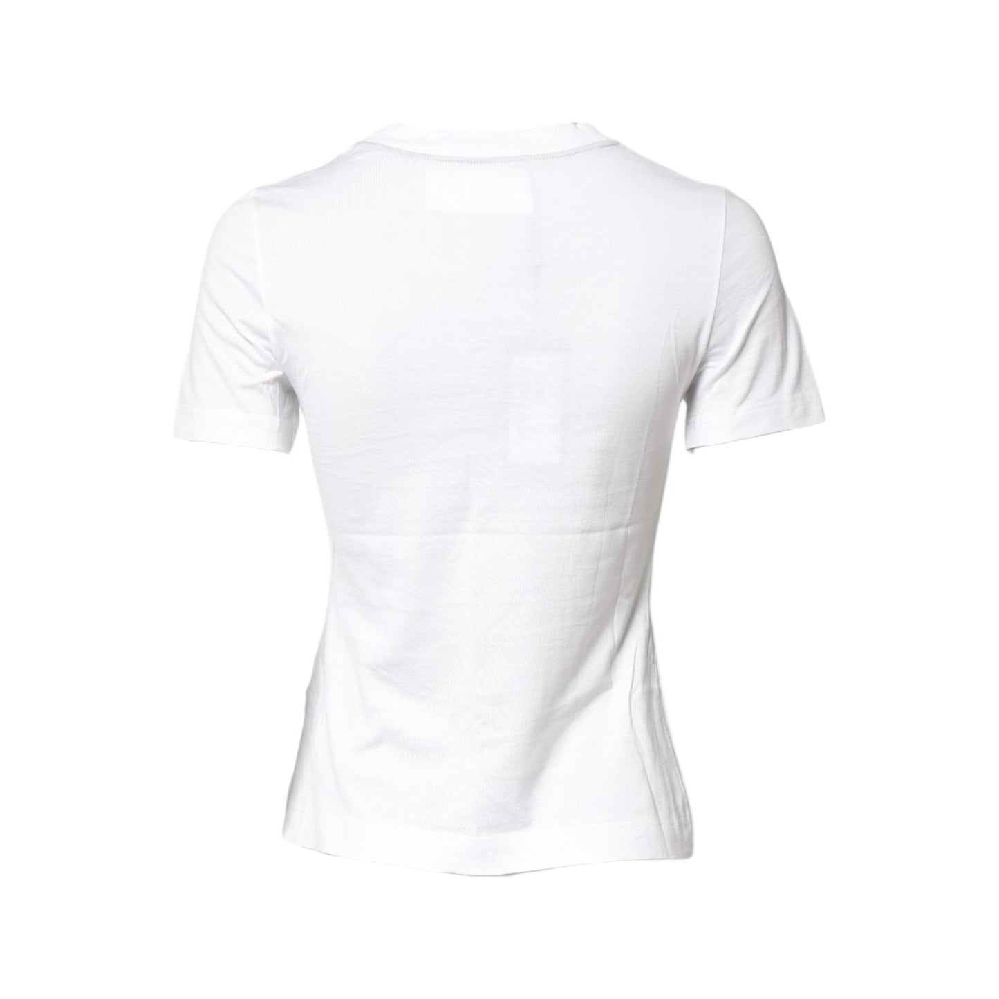 Dolce & Gabbana White Cotton Graphic Print Crew Neck T-shirt