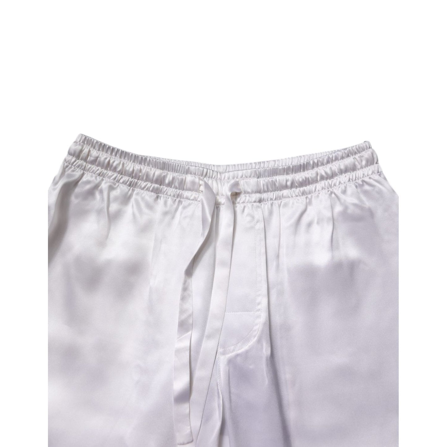 Dolce & Gabbana White Satin Silk Men Pajama Set Sleepwear