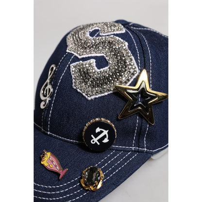 Dolce & Gabbana Blue Crystal Embellishment Baseball Cap